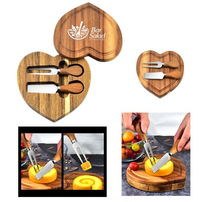 Heart Shaped Cheese Board Set