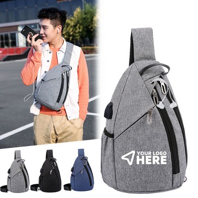 Large Capacity Multifunctional USB Men's Chest Bag Crossbody Bag