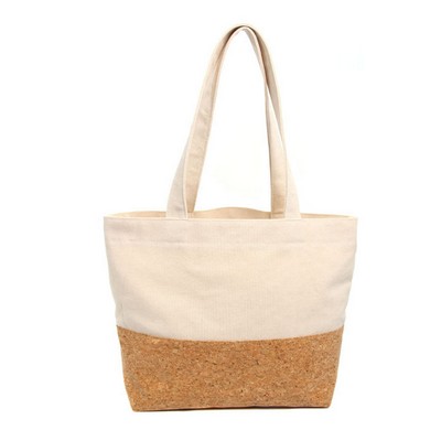 Eco-friendly cork patchwork canvas shopping bag