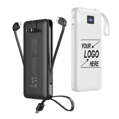 10000mAh Power Bank with AC Wall Plug and Built-in Cables(Free Shipping)