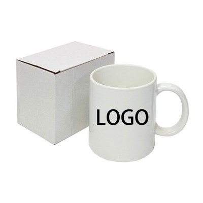 11Oz. Custom White Ceramic Coffee Mug