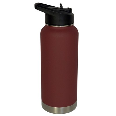 32 Oz. Stainless Double Wall Vacuum Insulated bottle powder coated burgundy