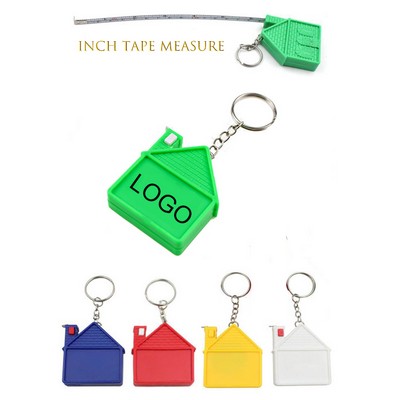 2" ABS House Shaped Measure Tape Keychain w/39" Length