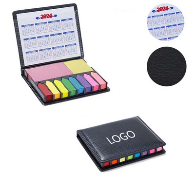 Leather Cover Multi-Color Assortment Sticky Note W/ Calendar