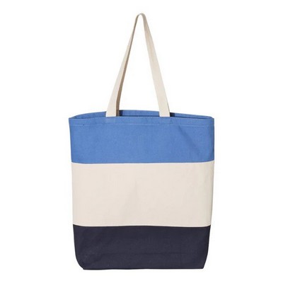 Q-Tees Tri-Color Cotton Canvas Tote