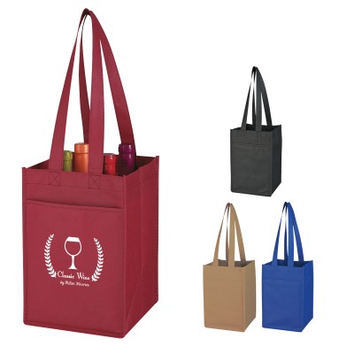 Non-Woven 4 Bottle Wine Tote Bag