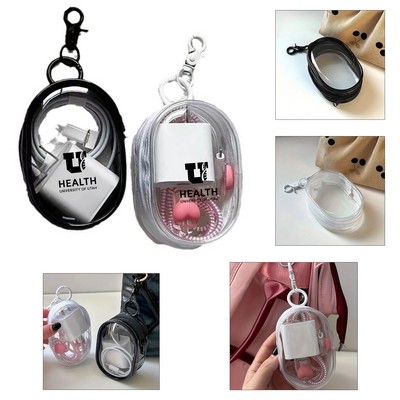 Transparent Cable Organizer Box w/Keychain