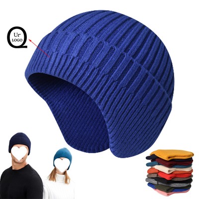 Knit Beanie Hat W/Ear Cover