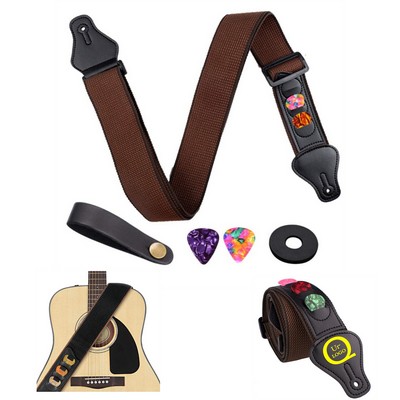 Guitar Strap W/3 Pick Holders