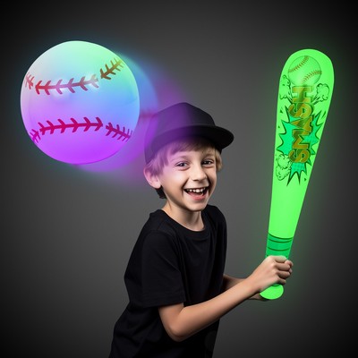 Light Up Bat and Baseball Inflatable Set