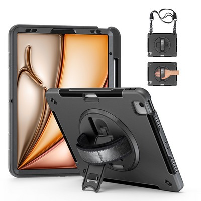 iPad 11M2 2024 Rugged Case with Hand Strap and Shoulder Strap