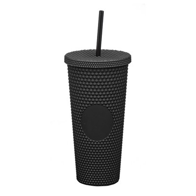 Black Textured Tumbler with Straw 21oz