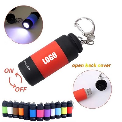 Usb Rechargeable Led Micro Pocket Flashlight With Keychain