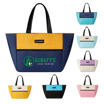 Dopamine Color-Block Lunch Bag with Large Capacity