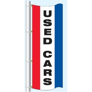 Double Faced Stock Message Free Flying Drape Flag (Used Cars) (3' x 8')