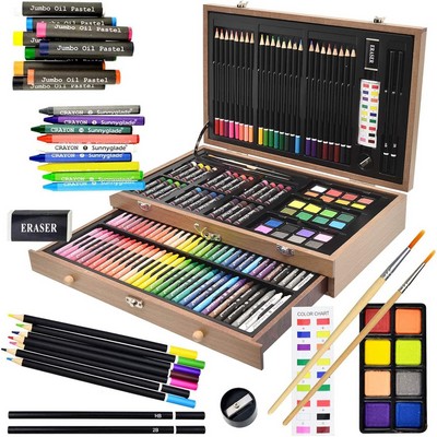 Kids Art Supplies Set 145 Pieces with Wooden Case