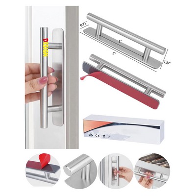 Self-Stick Instant Cabinet Drawer Handles Pulls 5" Stainless Steel Adhesive Door Handles