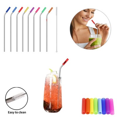 8.46 Inch Protector Bend Metal Straw With Brush