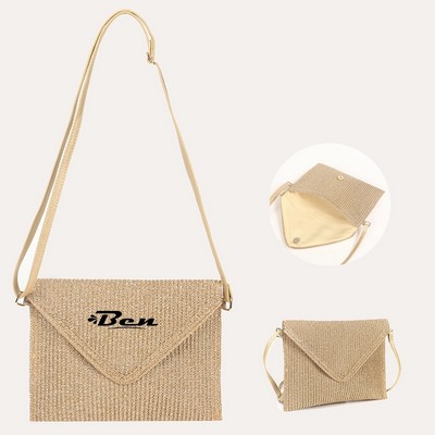 Hand Woven Natural Straw Retro Bag with Round Handle