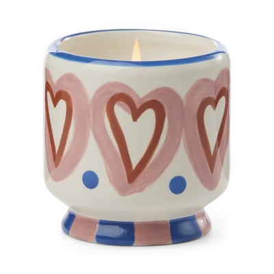 A Dopo 8 Oz Handpainted "Hearts" Ceramic Candle - Rosewood Vanilla