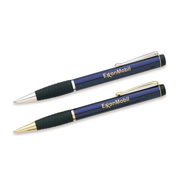 Solid Brass Twist Action Ballpoint Pen W/ Soft Rubber Grip