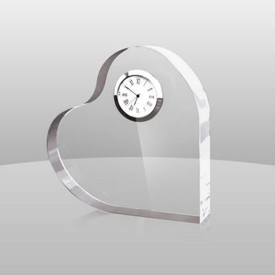 Clear Acrylic Heart Shape Award Clock (5"x5"x1")