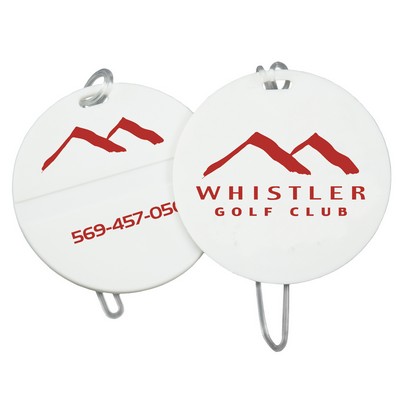 Round Golf Bag Tag w/ Clear Loop Strap