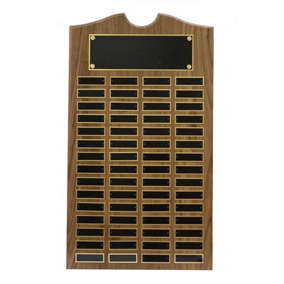 Roster Series American Walnut Plaque w/ 48 Individual Black Brass Plates (14"x20")