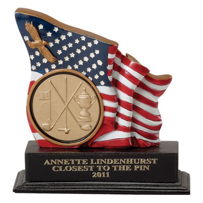 5½" American Flag Trophy w/2" Diameter Space