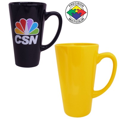 15 Oz. Vitrified Lemon Yellow Cafe Latte Mug - Screen Printed