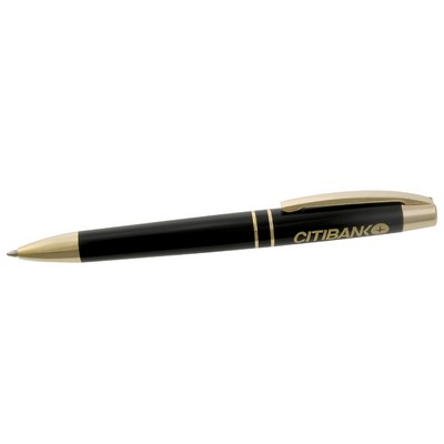 Black Lacquer Finish Ballpoint Pen w/Gold Accents