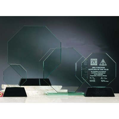 6" Jade Glass Octagonal Award w/Marble Base