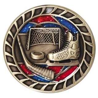 Medal, "Hockey" Glitter - 2-1/2" Dia.