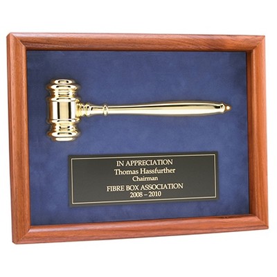 Walnut Shadow Box Award W/ 24k Gold Plated Gavel (10"x13")