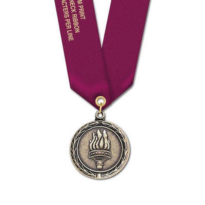 1 1/2" Torch Cast MX Medal w/ Satin Neck Ribbon