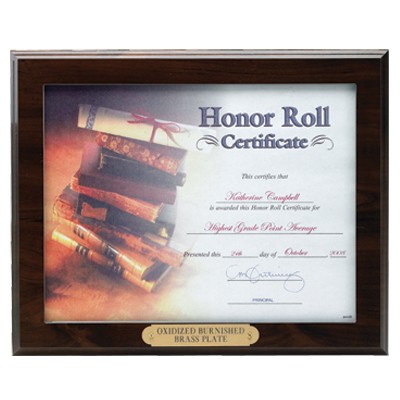 Ruby Red Certificate Holder Plaque w/Engraving Plate (Slide-In Opening)