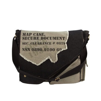 Vintage 2-Tone Imprinted Map Case Shoulder Bag