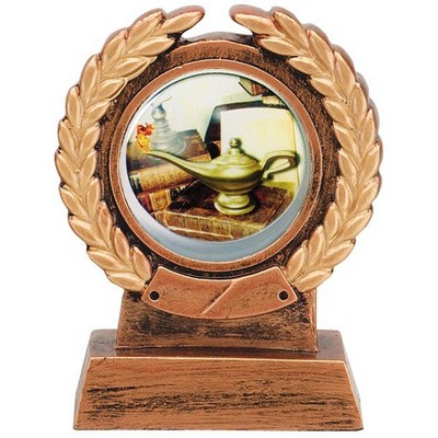 4 1/4" Bronze Resin Award w/choice of 2" Epoxy Domed Insert