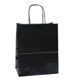 Midnight Black Jaguar Gloss Color Paper Shopping Bag (16"x6"13")