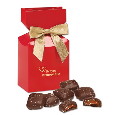 Red Gift Box w/Chocolate Sea Salt Caramels