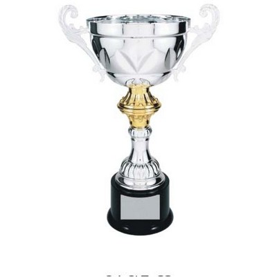 8¾" Silver/Gold Plated Aluminum Cup Trophy w/Plastic Base