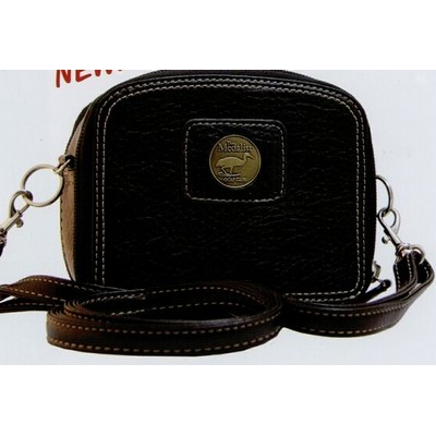 Leatherette Zippered Valuable Organizer w/ Removable Shoulder Strap