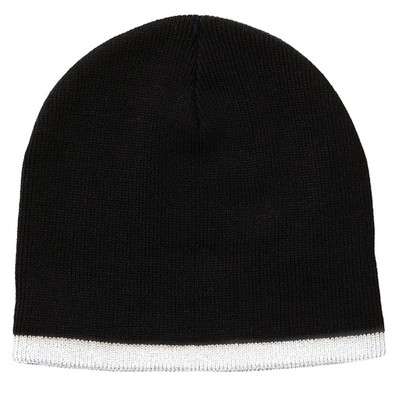 Sportsman™ 8" Bottom Striped Knitted Beanie (Embroidery)