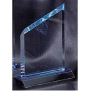 Blue Mirrored - Wedge Design - Acrylic Award w/ Black Base - 4"x7"