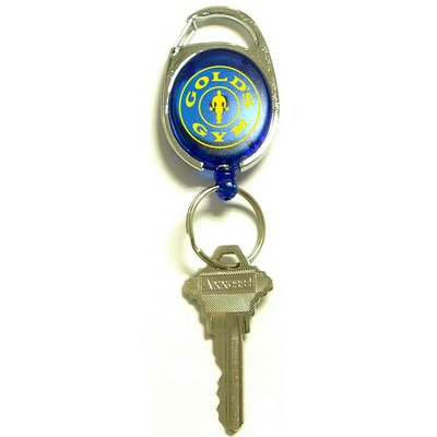 Oval Retractable Key Ring w/Metal Carabiner Clip