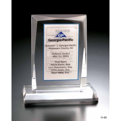 Lucite Rectangle Faceted Award w/ Embedment