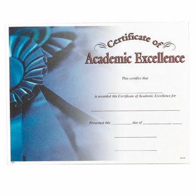 Academic Excellence Award Certificate