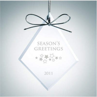 Premium Diamond Shape Clear Glass Ornament Award