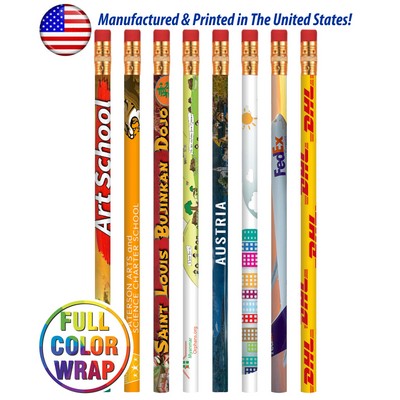 Union Printed - USA Made - High Quality Pencils Pink Erasers with Full Color Wrap Print