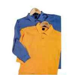 Short Sleeve Golf Polo Shirt w/ Wood Tone Button